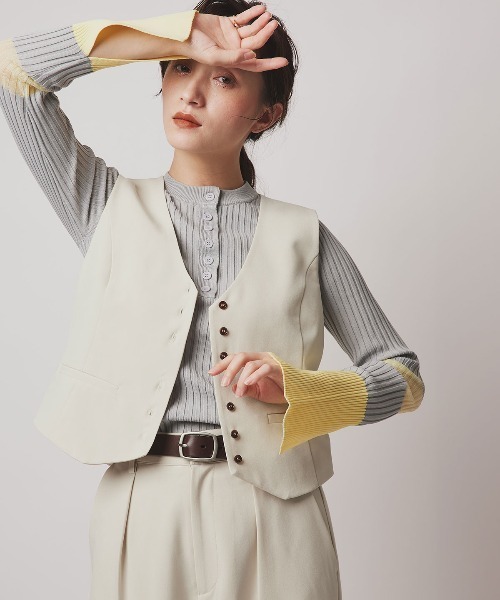 W:Huku(フーク)の「【W:Huku / ソフトタッチツイル】ノーカラー ベスト / Soft-Touch Twill No-Collar Vest(ベスト・レディース・ブラック/ベージュ系その他/ブラウン系その他/グレー系その他・FREE)」の12枚目の写真