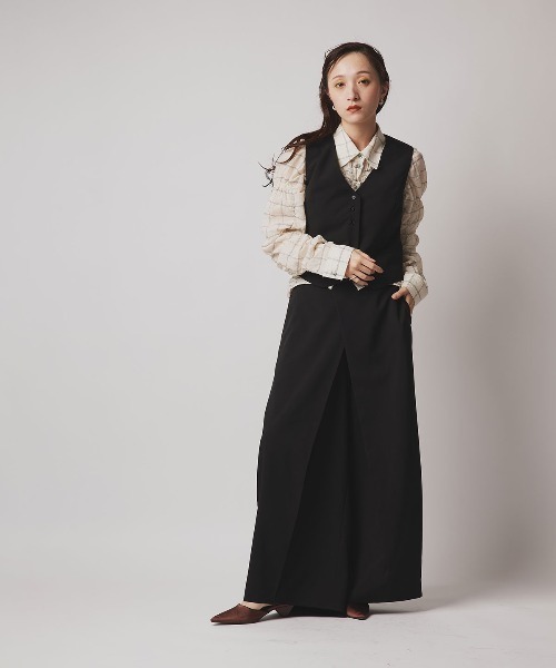W:Huku(フーク)の「【W:Huku / ソフトタッチツイル】ノーカラー ベスト / Soft-Touch Twill No-Collar Vest(ベスト・レディース・ブラック/ベージュ系その他/ブラウン系その他/グレー系その他・FREE)」の14枚目の写真