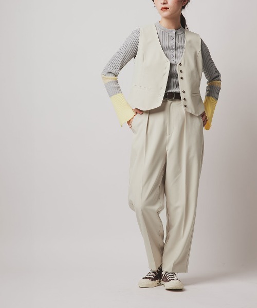 W:Huku(フーク)の「【W:Huku / ソフトタッチツイル】ノーカラー ベスト / Soft-Touch Twill No-Collar Vest(ベスト・レディース・ブラック/ベージュ系その他/ブラウン系その他/グレー系その他・FREE)」の18枚目の写真