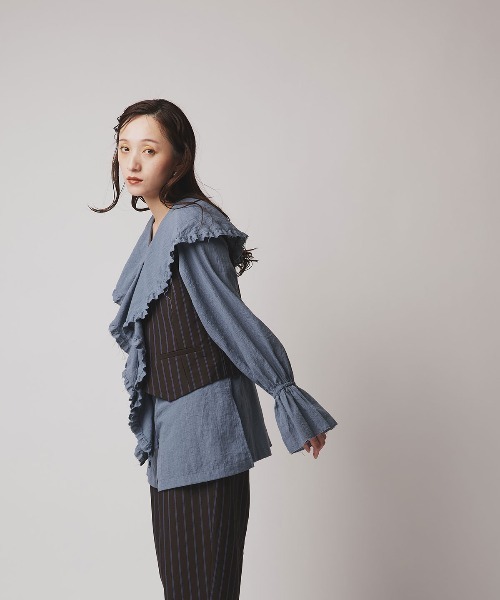 W:Huku(フーク)の「【W:Huku / ソフトタッチツイル】ノーカラー ベスト / Soft-Touch Twill No-Collar Vest(ベスト・レディース・ブラック/ベージュ系その他/ブラウン系その他/グレー系その他・FREE)」の20枚目の写真