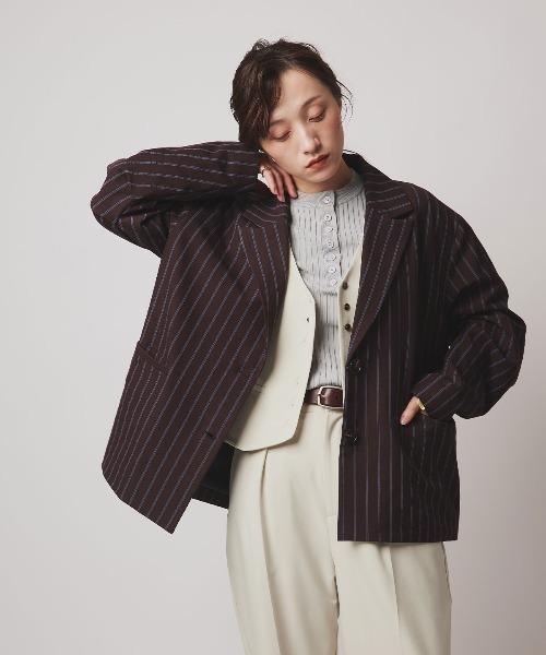 W:Huku(フーク)の「【W:Huku / ソフトタッチツイル】ノーカラー ベスト / Soft-Touch Twill No-Collar Vest(ベスト・レディース・ブラック/ベージュ系その他/ブラウン系その他/グレー系その他・FREE)」の7枚目の写真
