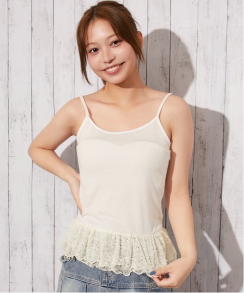 GORGE(ゴージ)の「《裾レース・華奢見え》インナーキャミソール/フェミニン×カジュアル/春夏/全3色(キャミソール・レディース・オフホワイト/ブラック/チャコール・F)」の7枚目の写真