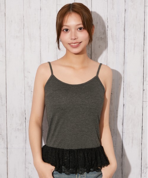 GORGE(ゴージ)の「《裾レース・華奢見え》インナーキャミソール/フェミニン×カジュアル/春夏/全3色(キャミソール・レディース・オフホワイト/ブラック/チャコール・F)」の13枚目の写真