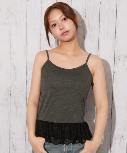 GORGE(ゴージ)の「《裾レース・華奢見え》インナーキャミソール/フェミニン×カジュアル/春夏/全3色(キャミソール・レディース・オフホワイト/ブラック/チャコール・F)」の14枚目の写真