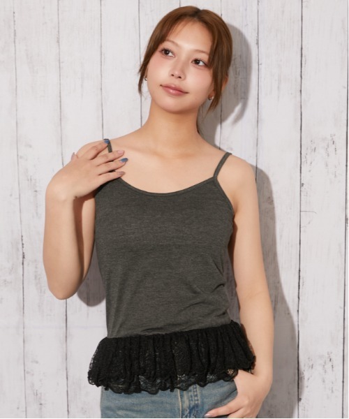 GORGE(ゴージ)の「《裾レース・華奢見え》インナーキャミソール/フェミニン×カジュアル/春夏/全3色(キャミソール・レディース・オフホワイト/ブラック/チャコール・F)」の15枚目の写真