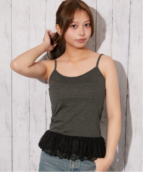 GORGE(ゴージ)の「《裾レース・華奢見え》インナーキャミソール/フェミニン×カジュアル/春夏/全3色(キャミソール・レディース・オフホワイト/ブラック/チャコール・F)」の16枚目の写真