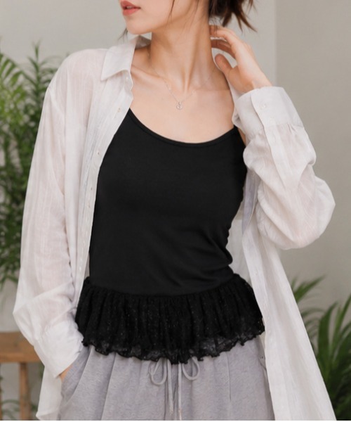 GORGE(ゴージ)の「《裾レース・華奢見え》インナーキャミソール/フェミニン×カジュアル/春夏/全3色(キャミソール・レディース・オフホワイト/ブラック/チャコール・F)」の19枚目の写真