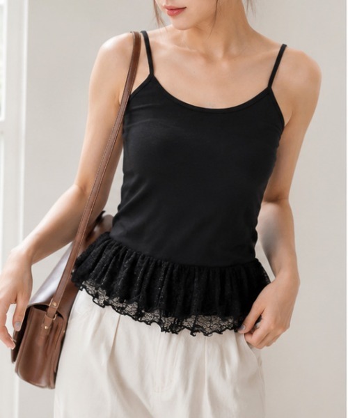 GORGE(ゴージ)の「《裾レース・華奢見え》インナーキャミソール/フェミニン×カジュアル/春夏/全3色(キャミソール・レディース・オフホワイト/ブラック/チャコール・F)」の20枚目の写真