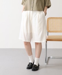 リネンライクタックハーフパンツ