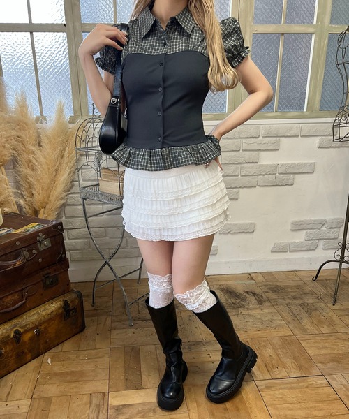 PHILLY(フィリー)の「パフスリーブビスチェブラウス(シャツ/ブラウス・レディース・アイボリー/チャコールグレー・FREE)」の17枚目の写真