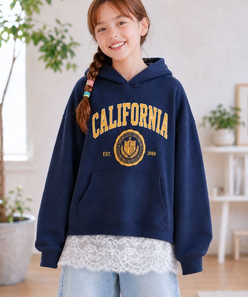 classicalelf(クラシカルエルフ)の「【キッズ】親子お揃いOK♪さらっと今っぽくなる 裾レースドッキングTシャツ(長袖)(Tシャツ/カットソー・キッズ・オフホワイト/ブラック/チャコール・140/160/120/100)」の21枚目の写真