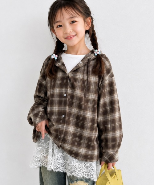 classicalelf(クラシカルエルフ)の「【キッズ】親子お揃いOK♪さらっと今っぽくなる 裾レースドッキングTシャツ(長袖)(Tシャツ/カットソー・キッズ・オフホワイト/ブラック/チャコール・140/160/120/100)」の17枚目の写真