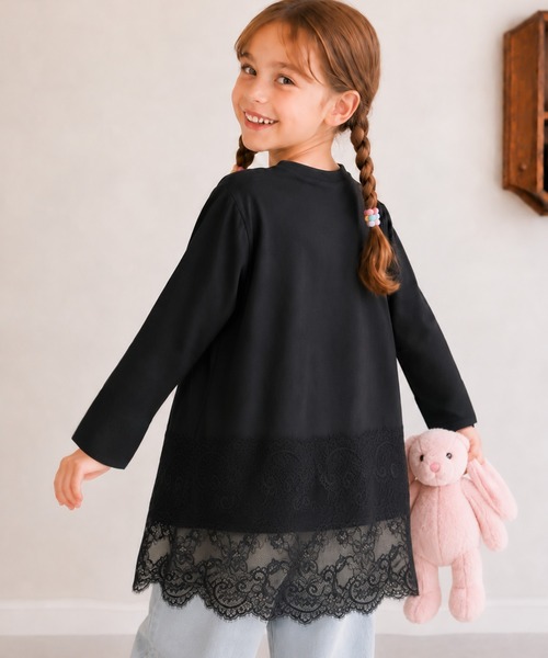 classicalelf(クラシカルエルフ)の「【キッズ】親子お揃いOK♪さらっと今っぽくなる 裾レースドッキングTシャツ(長袖)(Tシャツ/カットソー・キッズ・オフホワイト/ブラック/チャコール・140/160/120/100)」の15枚目の写真