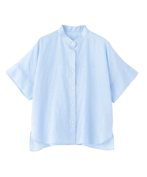 MACKINTOSH PHILOSOPHY（ﾏｯｷﾝﾄｯｼｭ ﾌｨﾛｿﾌｨｰ）の「【WEB&一部店舗限定】ラミーバンドカラーシャツ（シャツ/ブラウス・レディース・ブラック/ホワイト系その他/ブルー・38/36）」の3枚目の写真