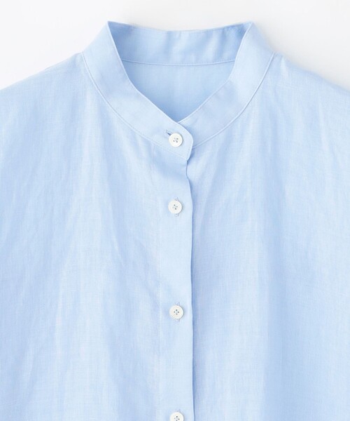MACKINTOSH PHILOSOPHY（ﾏｯｷﾝﾄｯｼｭ ﾌｨﾛｿﾌｨｰ）の「【WEB&一部店舗限定】ラミーバンドカラーシャツ（シャツ/ブラウス・レディース・ブラック/ホワイト系その他/ブルー・38/36）」の5枚目の写真