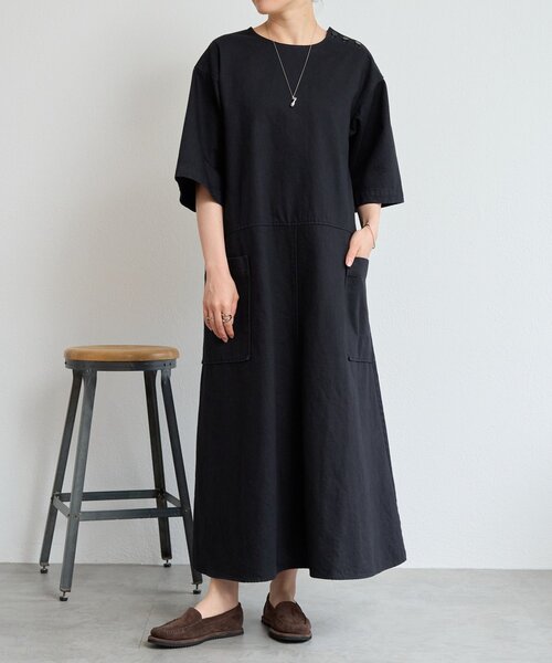 BEARDSLEY(ビアズリー)の「コットンポケットワンピ(ワンピース・レディース・ブラック・FREE)」の2枚目の写真