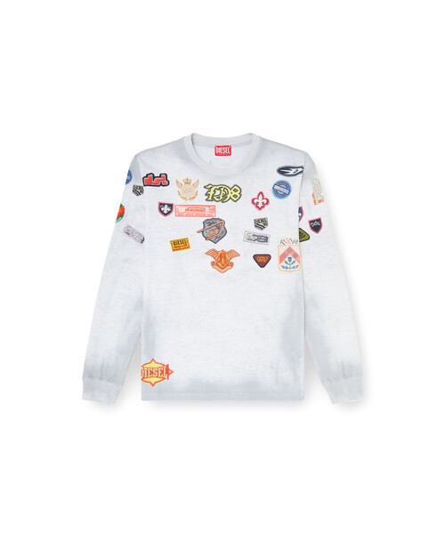 DIESEL(ディーゼル)の「メンズ 長袖Tシャツ T-NORME-LS-PATCHES(Tシャツ/カットソー・メンズ・ホワイト系その他/レッド系その他・MEDIUM/LARGE/X-LARGE/X-SMALL/SMALL/XXX-LARGE/XX-LARGE)」の5枚目の写真
