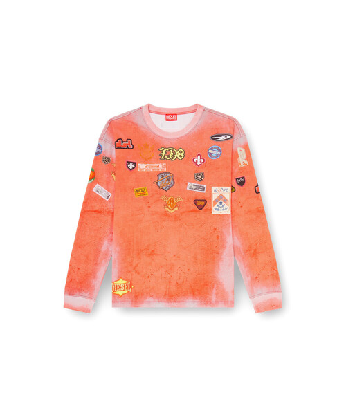 DIESEL(ディーゼル)の「メンズ 長袖Tシャツ T-NORME-LS-PATCHES(Tシャツ/カットソー・メンズ・ホワイト系その他/レッド系その他・MEDIUM/LARGE/X-LARGE/X-SMALL/SMALL/XXX-LARGE/XX-LARGE)」の9枚目の写真