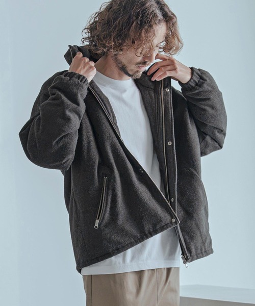 Magine(マージン)の「mj11738-Wool-Like Brushed Padded Stand Collar Blouson パデッドブルゾン(MGN-263-006)(ブルゾン・メンズ・ブラック/ネイビー/グレー系その他・44/46/48)」の1枚目の写真