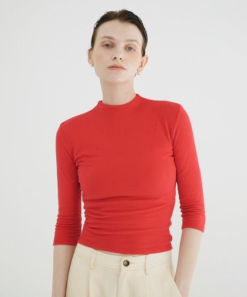 CLANE（クラネ）の「MOCK NECK MID SLEEVE TOPS（Tシャツ/カットソー・レディース・レッド/ブラック/ホワイト・1/2）」の18枚目の写真
