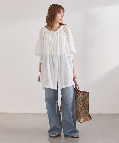 journal standard L'essage(ジャーナルスタンダードレサージュ)の「SWボイル2WAYチュニックブラウス(シャツ/ブラウス・レディース・ホワイト/ブラック・FREE)」の3枚目の写真
