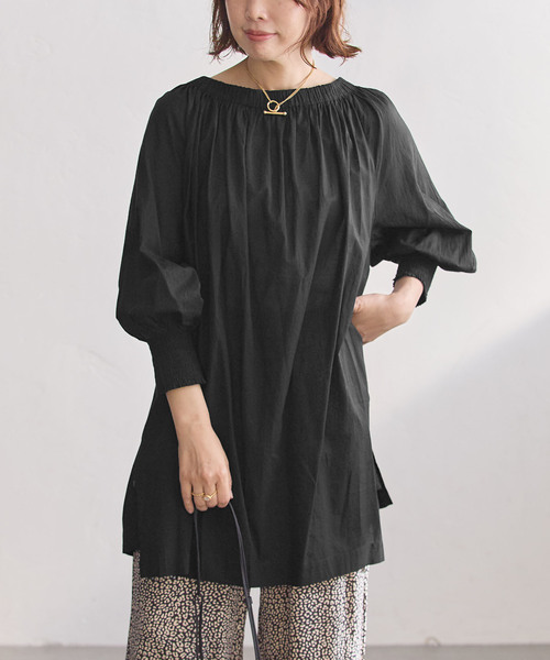 journal standard L'essage(ジャーナルスタンダードレサージュ)の「SWボイル2WAYチュニックブラウス(シャツ/ブラウス・レディース・ホワイト/ブラック・FREE)」の4枚目の写真
