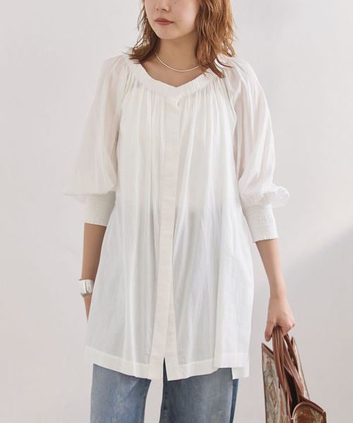 journal standard L'essage(ジャーナルスタンダードレサージュ)の「SWボイル2WAYチュニックブラウス(シャツ/ブラウス・レディース・ホワイト/ブラック・FREE)」の10枚目の写真