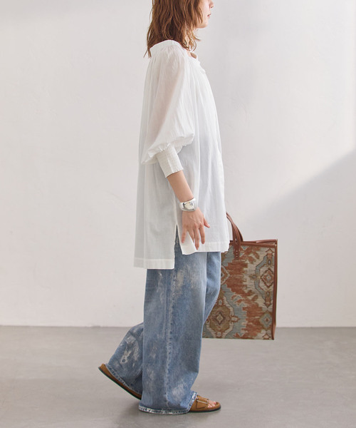 journal standard L'essage(ジャーナルスタンダードレサージュ)の「SWボイル2WAYチュニックブラウス(シャツ/ブラウス・レディース・ホワイト/ブラック・FREE)」の14枚目の写真
