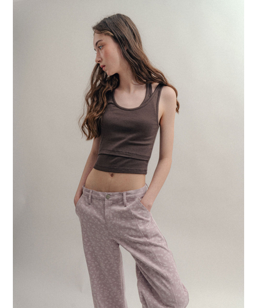 VISUS(ヴィスシュ)の「Layerd Halter Top_Brown(Tシャツ/カットソー・レディース・その他・FREE)」の3枚目の写真
