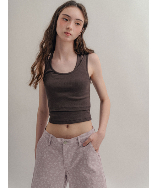 VISUS(ヴィスシュ)の「Layerd Halter Top_Brown(Tシャツ/カットソー・レディース・その他・FREE)」の5枚目の写真