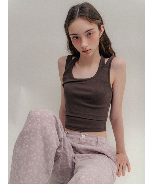 VISUS(ヴィスシュ)の「Layerd Halter Top_Brown(Tシャツ/カットソー・レディース・その他・FREE)」の6枚目の写真
