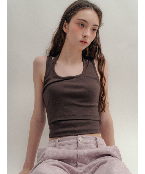 VISUS(ヴィスシュ)の「Layerd Halter Top_Brown(Tシャツ/カットソー・レディース・その他・FREE)」の7枚目の写真