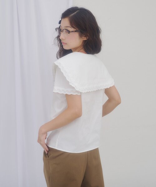 DISCOAT(ディスコート)の「【umm.】ビックカラーピンタックレースブラウス(シャツ/ブラウス・レディース・ネイビー/オフホワイト・FREE)」の22枚目の写真