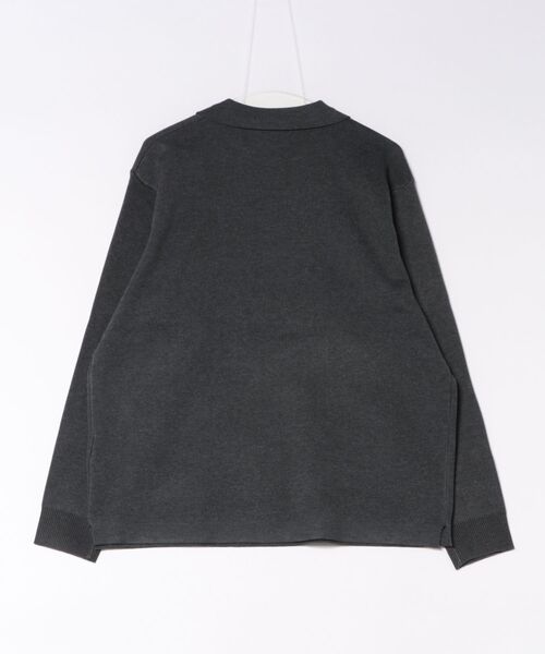 coca(coca)(コカ)の「ダブルジャガードスキッパー長袖ポロニット(ポロシャツ・メンズ・チャコール/ブラック・L/M/XL)」の3枚目の写真