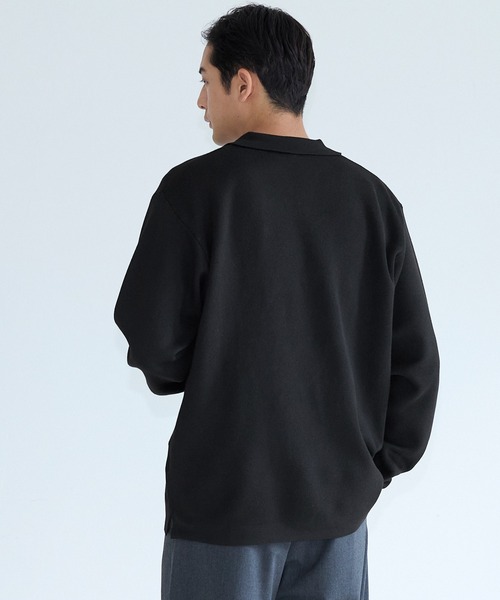 coca(coca)(コカ)の「ダブルジャガードスキッパー長袖ポロニット(ポロシャツ・メンズ・チャコール/ブラック・L/M/XL)」の6枚目の写真