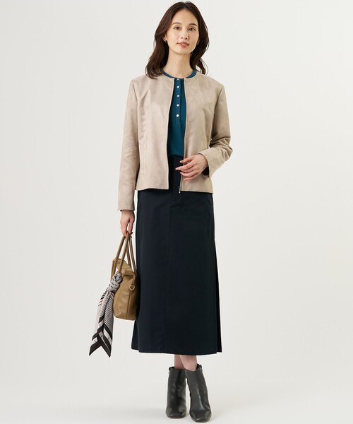 J.PRESS Ladies(J.プレス レディス)の「CLEAR LIGHT スエード ブルゾン(ブルゾン・レディース・ベージュ系/カーキ系・XS)」の5枚目の写真