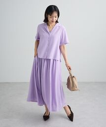 SET2点 半袖シャツ+タックギャザースカート