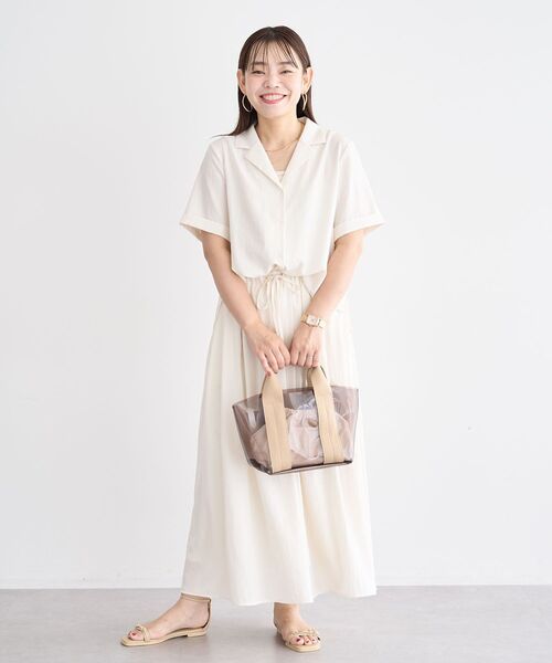Green Parks(グリーンパークス)の「SET2点 半袖シャツ+タックギャザースカート(セットアップ・レディース・アイボリー/ライラック/ブラック・FREE)」の12枚目の写真
