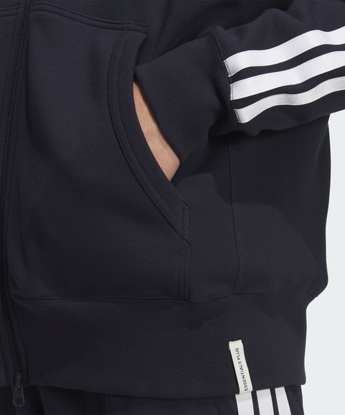 adidas(アディダス)の「エッセンシャルズ プラス ルーズフィット スリーストライプス フレンチテリー フルジップ パーカー / アディダス adidas(パーカー・メンズ・ブルー・X-LARGE/XX-LARGE/LARGE/MEDIUM/SMALL)」の4枚目の写真