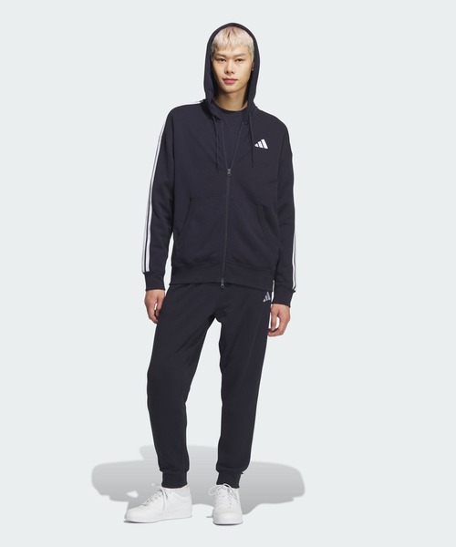 adidas(アディダス)の「エッセンシャルズ プラス ルーズフィット スリーストライプス フレンチテリー フルジップ パーカー / アディダス adidas(パーカー・メンズ・ブルー・X-LARGE/XX-LARGE/LARGE/MEDIUM/SMALL)」の3枚目の写真