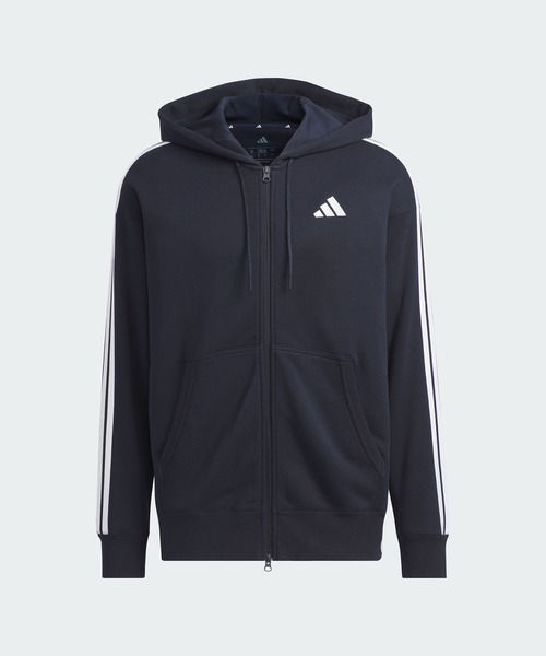adidas(アディダス)の「エッセンシャルズ プラス ルーズフィット スリーストライプス フレンチテリー フルジップ パーカー / アディダス adidas(パーカー・メンズ・ブルー・X-LARGE/XX-LARGE/LARGE/MEDIUM/SMALL)」の6枚目の写真