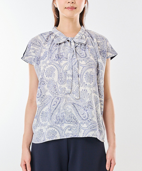 NARACAMICIE(ナラカミーチェ)の「【NARACAMICIE】ペイズリー柄ドッキングリボンカットソー(Tシャツ/カットソー・レディース・ブラック/ホワイト・M/XL)」の10枚目の写真