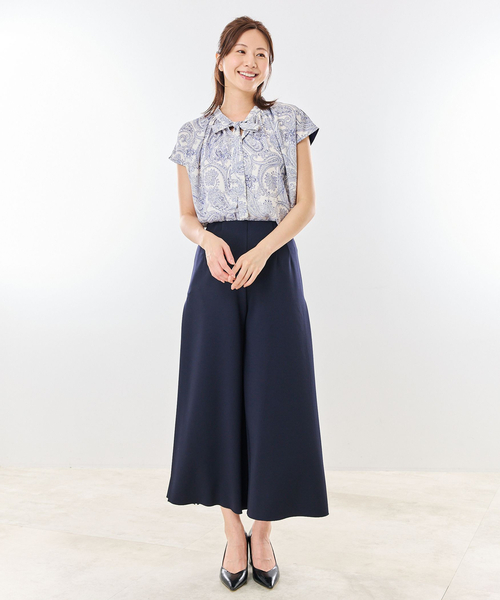 NARACAMICIE(ナラカミーチェ)の「【NARACAMICIE】ペイズリー柄ドッキングリボンカットソー(Tシャツ/カットソー・レディース・ブラック/ホワイト・M/XL)」の5枚目の写真