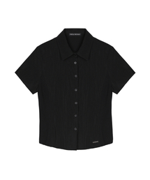 SLIM HALF SHIRTS TOP_BLACK