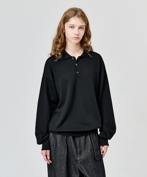 WETTEMPT(ウィテンプト)の「HIGH GAUGE L/S KNIT POLO / ハイゲージL/Sニットポロ(ニット/セーター・メンズ・グレー/ブラック・SMALL/MEDIUM/LARGE)」の1枚目の写真