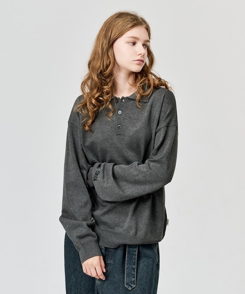 WETTEMPT(ウィテンプト)の「HIGH GAUGE L/S KNIT POLO / ハイゲージL/Sニットポロ(ニット/セーター・メンズ・グレー/ブラック・SMALL/MEDIUM/LARGE)」の4枚目の写真
