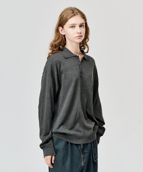 WETTEMPT(ウィテンプト)の「HIGH GAUGE L/S KNIT POLO / ハイゲージL/Sニットポロ(ニット/セーター・メンズ・グレー/ブラック・SMALL/MEDIUM/LARGE)」の5枚目の写真