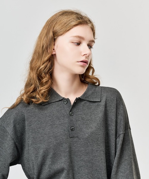 WETTEMPT(ウィテンプト)の「HIGH GAUGE L/S KNIT POLO / ハイゲージL/Sニットポロ(ニット/セーター・メンズ・グレー/ブラック・SMALL/MEDIUM/LARGE)」の7枚目の写真