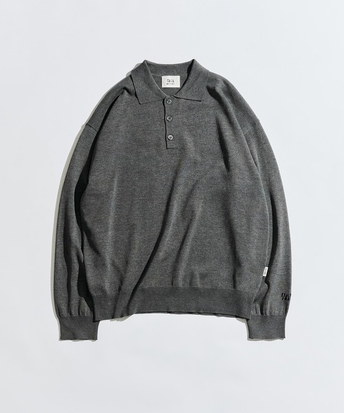 WETTEMPT(ウィテンプト)の「HIGH GAUGE L/S KNIT POLO / ハイゲージL/Sニットポロ(ニット/セーター・メンズ・グレー/ブラック・SMALL/MEDIUM/LARGE)」の3枚目の写真