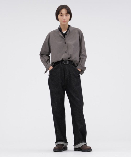 MHL.(エムエイチエル)の「END ON END WEAVE COTTON(シャツ/ブラウス・レディース・モカ/セージグリーン・1/2)」の3枚目の写真